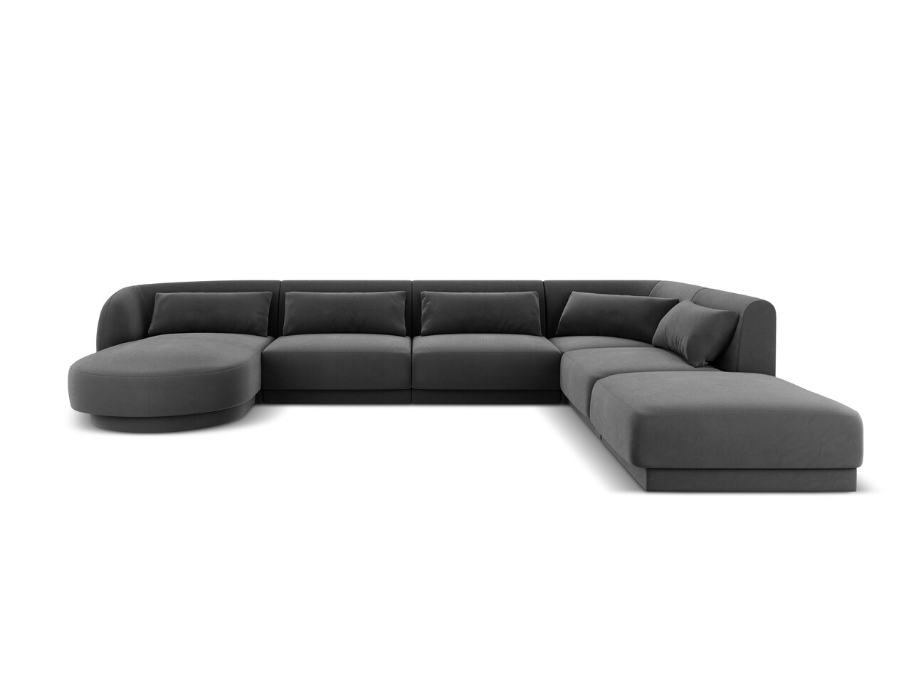 Coltar panoramic dreapta 6 locuri, Tulum, Cosmopolitan Design, 330x255x70 cm, catifea, gri - imagine 6
